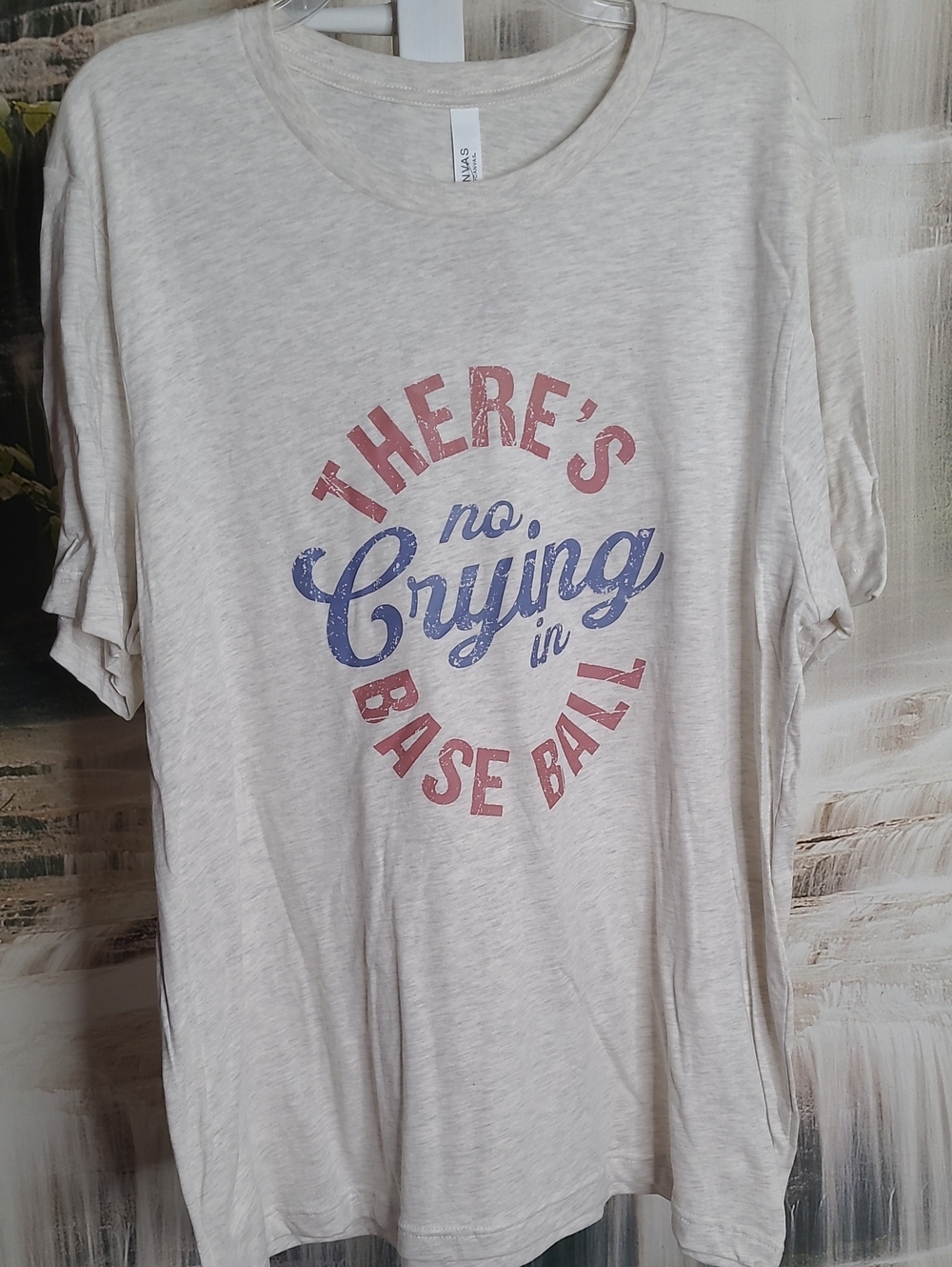 New! Womens XL There's No Crying in Baseball short sleeve comfy gray Tshirt